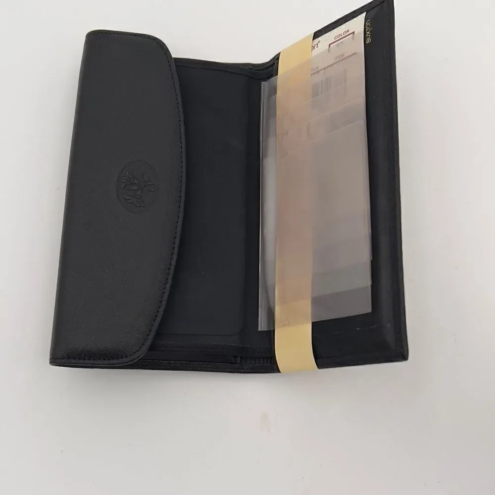 New with Defect BUXTON CAL Q CLUTCH Wallet Tri-Fold Genuine Leather Black Wallet
